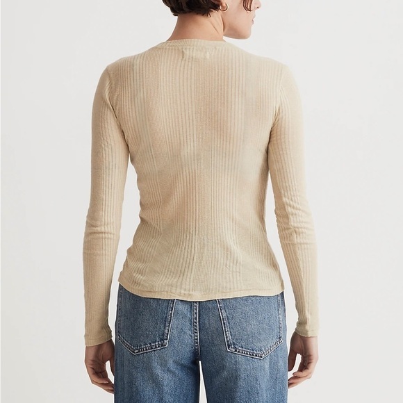 Madewell Variegated Ribbed Crewneck Long-Sleeve Tee pale lichen - Picture 4 of 8